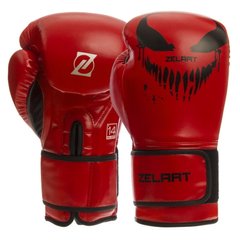 Перчатки боксерские красные на липучке ZELART PU BO-1370, 14 унций