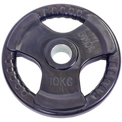 Блин для грифа (диски) d-52мм 10 кг с тройным хватом обрезиненный Record TA-5706-10