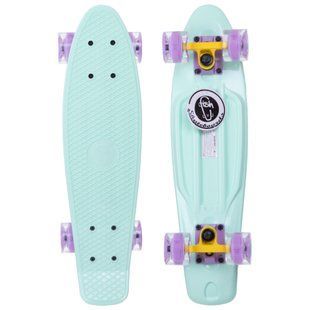 Пенни борд Penny Board круизер пластиковый со светящимися колесами 22" FISH SK-405-9 мятный-желтый-фиолетовый