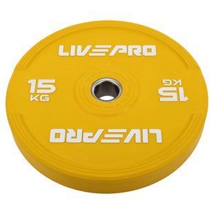 Бамперные диски резиновые Bumper Plates LiveUp LP8332-15 &oslash;50.5мм 15кг желтый