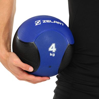 Медбол мяч медицинский Medicine Ball Zelart FI-5121-4 4кг синий-черный