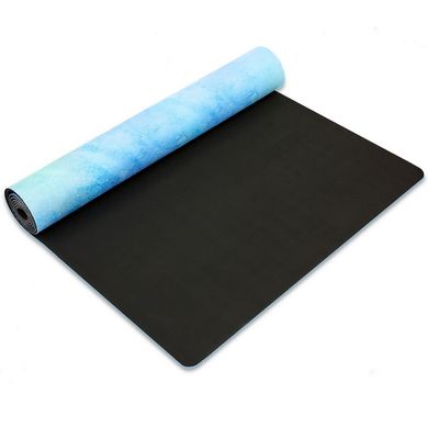 Коврик для йоги замшевый (Yoga mat) двухслойный 3мм Record FI-5662-33, Голубой