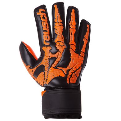 Перчатки футбольные с защитными вставками на пальцы REUSCH черно-оранжевые FB-935, 10
