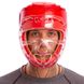 Шлем боксерский кожаный с прозрачной маской красный EVERLAST MA-1427