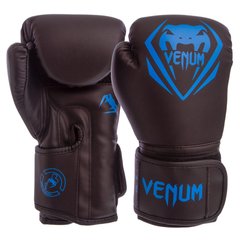 Перчатки для бокса VENUM BO-8351 PU на липучке черно-синие, 8 унций