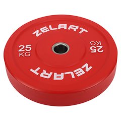 Бамперные диски резиновые Zelart TA-7797-25 50.6±0.2мм 25кг красный