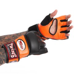 Перчатки кожаные TWINS для ММА черно-оранжевые GGL-4, L