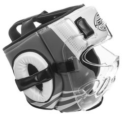 Боксерский шлем закрытый с прозрачной маской белый PU ZELART BO-1360