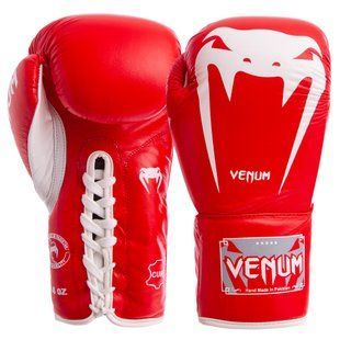 Перчатки боксерские кожаные на шнуровке VNM GIANT VL-5786 размер 14 унции цвет красный