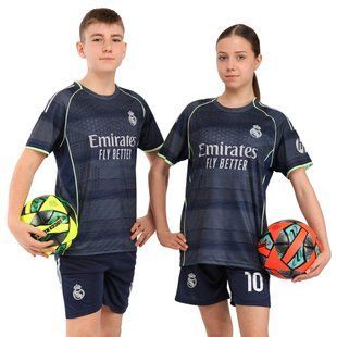 Форма футбольная детская с символикой футбольного клуба REAL MADRID MBAPPE 10 гостевая 2026 Zelart CO-7340 размер 20, рост 125-130 цвет темно-синий