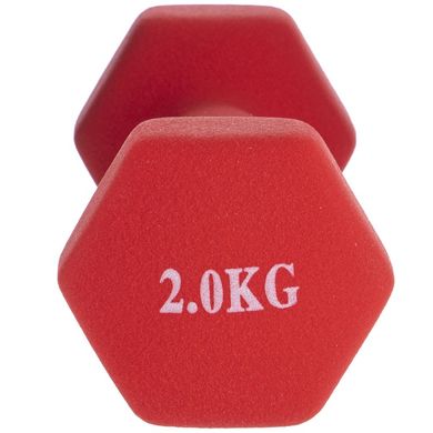 Виниловая гантель для фитнеса (1 шт) 2 кг TA-0001-2, Красный