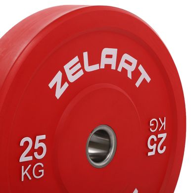 Бамперные диски резиновые Zelart TA-7797-25 50.6±0.2мм 25кг красный