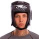 Шлем боксерский открытый с усиленной защитой макушки кожаный черный BAD BOY BD09