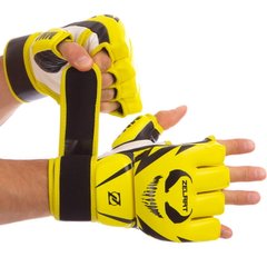 Перчатки для единоборств MMA PU ZELART лимонно-черные BO-1374, L