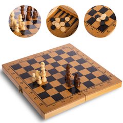 Шахматы, шашки, нарды 3 в 1 (29x29см) бамбуковые B-3116