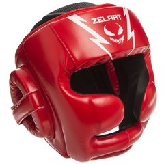Боксерський шолом закритий із повним захистом червоний PU ZELART BO-1375