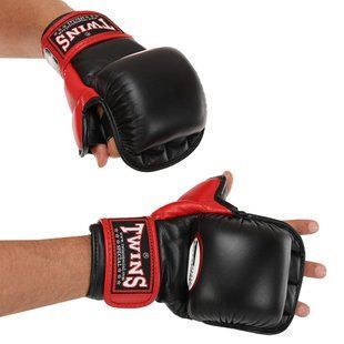 Перчатки Крабы спаринговые для MMA TWINS GGL-1 размер M цвет черный-красный