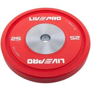 Бамперные диски резиновые Bumper Plates LiveUp LP8335-25 &oslash;50.5мм 25кг красный