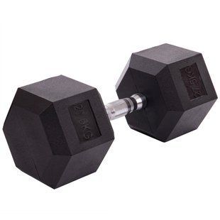 Гантель цільна шестигранна гексагональна обгумована Zelart SC-80075-27_5 1шт 27,5кг чорний