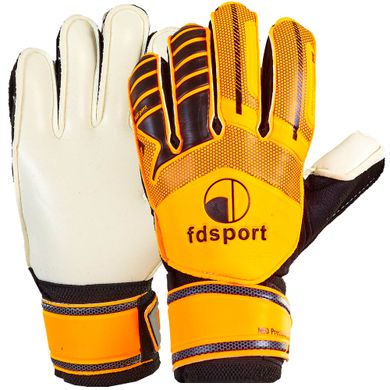 Перчатки футбольные подростковые с защитными вставками на пальцы FDSPORT оранжево-черные FB-579, 7