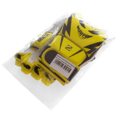 Рукавички для єдиноборств MMA PU ZELART лимонно-чорні BO-1374, L