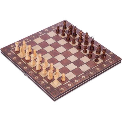 Шахматы, шашки, нарды 3 в 1 деревянные с магнитом (34 x 34 см) W7703H