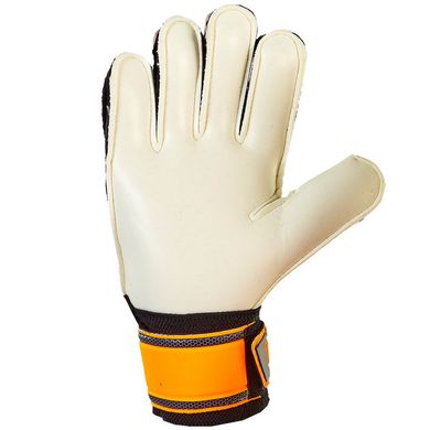 Перчатки футбольные подростковые с защитными вставками на пальцы FDSPORT оранжево-черные FB-579, 7