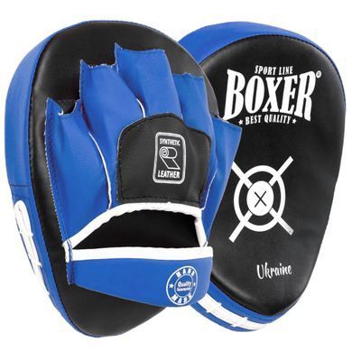 Лапа боксерская изогнутая тренировочная Кожвинил BOXER 2011-01 цвет черный-синий
