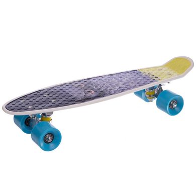 Скейтборд пластиковый 56х14,5см с рисунком СОВА Penny HB-13-1, Синий