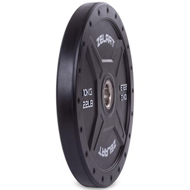 Бамперные диски резиновые Bumper Plates Zelart TA-2258-10 50,4мм 10кг черный