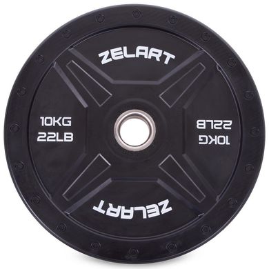 Бамперные диски резиновые Bumper Plates Zelart TA-2258-10 50,4мм 10кг черный