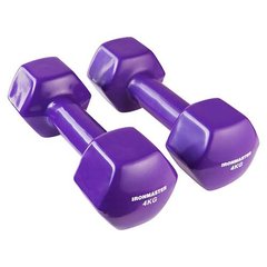 Виниловые гантели IronMaster 2 шт по 4 кг IR92022-24, Фиолетовый