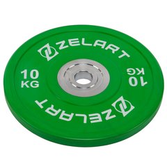 Бамперные диски резиновые Zelart TA-7798-10 50.6±0.2мм 10кг зеленый