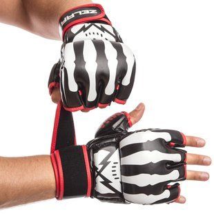 Перчатки для смешанных единоборств MMA Zelart BO-1395 размер L цвет белый-черный-красный