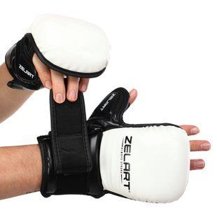 Рукавиці Краби спарингові для MMA Zelart BO-4612 розмір XL колір білий-чорний