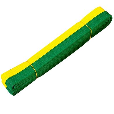 Пояс для кимоно двухцветный желто-зеленый SP-Planeta BO-7256, 260 см