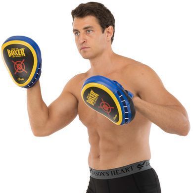 Лапа боксерская изогнутая тренировочная Кожвинил BOXER Элит 2013-01 цвет черный-синий