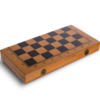 Шахматы, шашки, нарды 3 в 1 бамбуковые (39x39см) B-3140