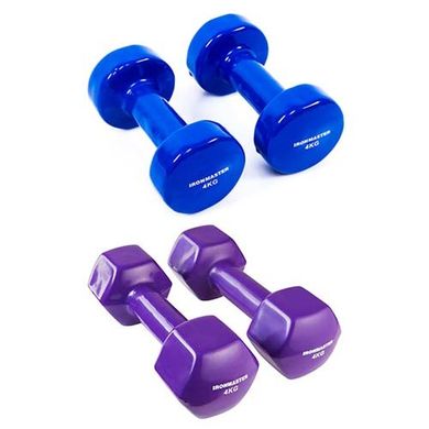 Виниловые гантели IronMaster 2 шт по 4 кг IR92022-24, Фиолетовый