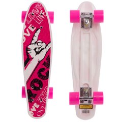 Скейтборд пластиковый Penny 55х14,5см с рисунком РОК HB-13-3, Розовый