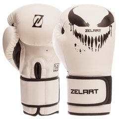 Перчатки для бокса белые на липучке ZELART PU BO-1370, 10 унций