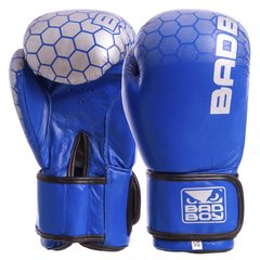 Боксерские перчатки кожаные на липучке BAD BOY MA-5434 синие, 12 унций