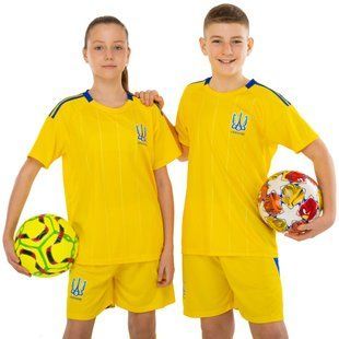 Форма футбольная детская с символикой сборной УКРАИНА 2025 Zelart CO-4659 размер 28, рост 145-150 цвет желтый