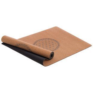 Килимок для йоги Пробковий каучуковий двошаровий Yoga mat Record FI-7156-8 183x61мx0.4cм з принтом Мандала коричневий