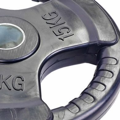 Блины диски обрезиненные с тройным хватом и металлической втулкой Record TA-5706-15 52мм 15кг черный