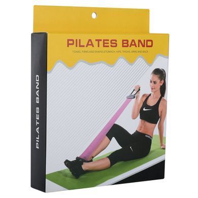 Стрічка-еспандер еластична для фітнесу та йоги з ручками Zelart Pilates Band 8038 колір фіолетовий