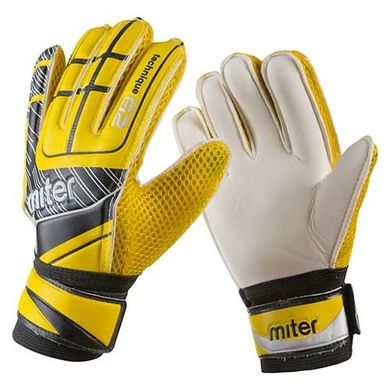 Перчатки футбольные с защитными вставками MITER Latex Foam желтые GGLG-MR, 8