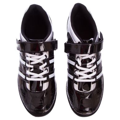 Штангетки обувь для тяжелой атлетики PU черно-белые OB-1265, 39 (25,5 см)