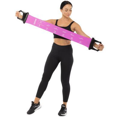 Стрічка-еспандер еластична для фітнесу та йоги з ручками Zelart Pilates Band 8038 колір фіолетовий