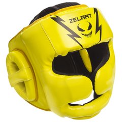 Шлем боксерский тренировочный с полной защитой лимонный PU ZELART BO-1375